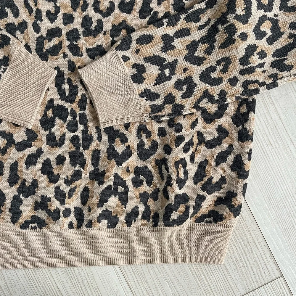 NEW J.Crew: Merino Wool Crewneck Sweatshirt In Leopard